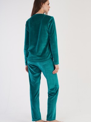 Woman Silver Pine Velvet Pyjama Set Woman Silver Pine Velvet Pyjama Set