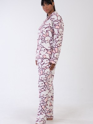 Woman Rabbit Fleece Buttoned Pyjama Set Woman Rabbit Fleece Buttoned Pyjama Set