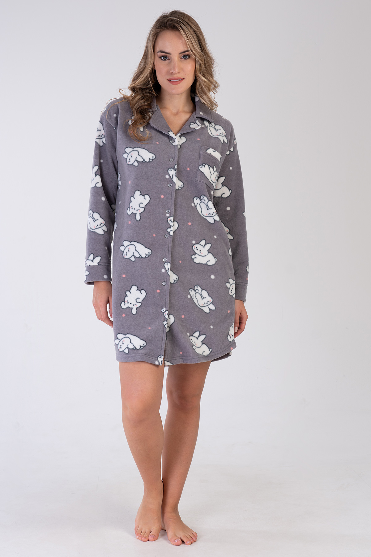 Woman Peny Fleece Buttoned Shirt Tunic Woman Peny Fleece Buttoned Shirt Tunic