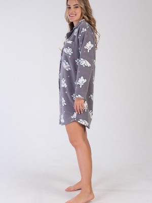Woman Peny Fleece Buttoned Shirt Tunic Woman Peny Fleece Buttoned Shirt Tunic