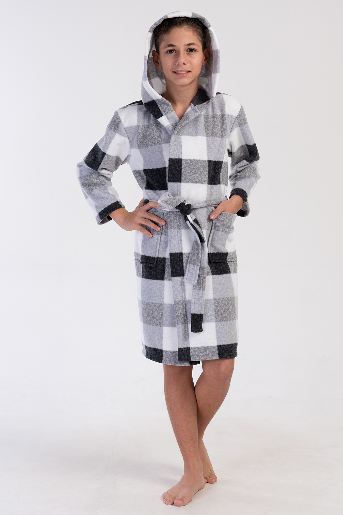 Kids' Boy Plaid Fleece Dressing Gown Kids' Boy Plaid Fleece Dressing Gown