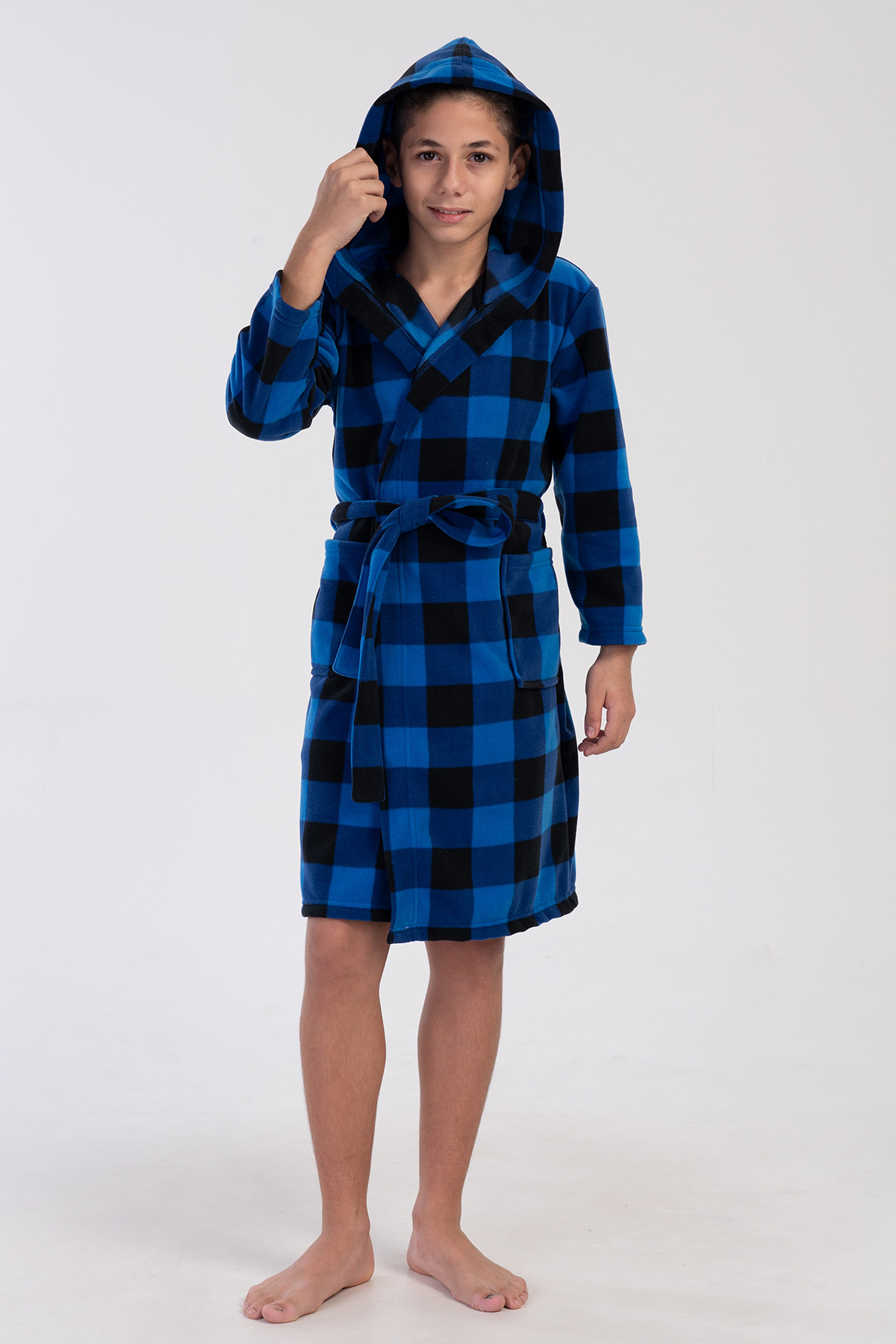 Kids' Boy Plaid Fleece Dressing Gown Kids' Boy Plaid Fleece Dressing Gown