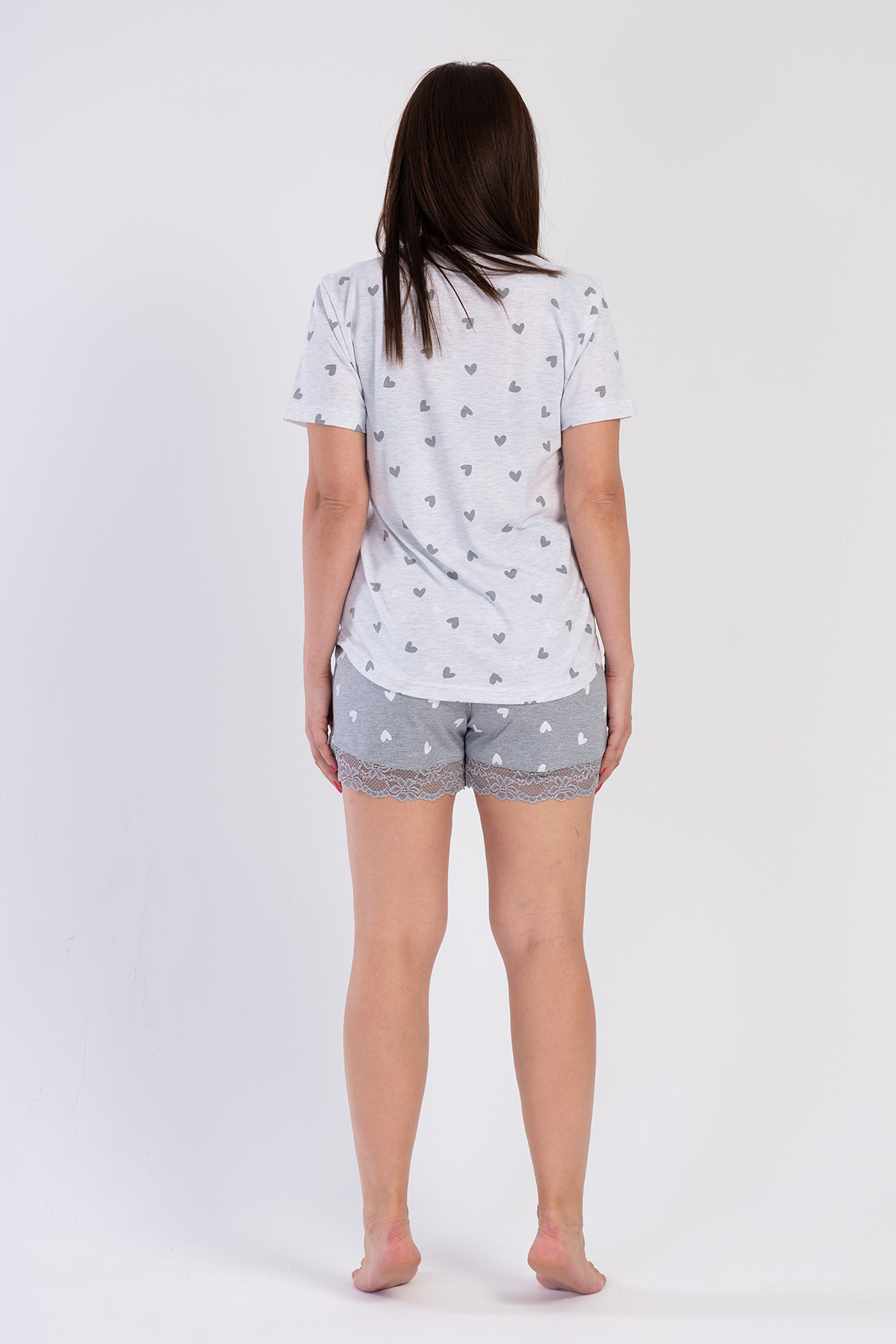 Woman Gray Lace Big Size Short Set Woman Gray Lace Big Size Short Set