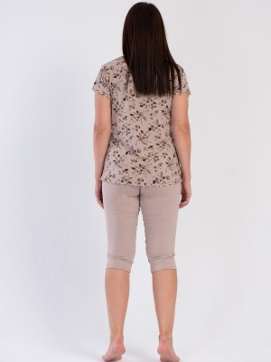 Woman Light Brown Viscon Big Size Capri Set Woman Light Brown Viscon Big Size Capri Set