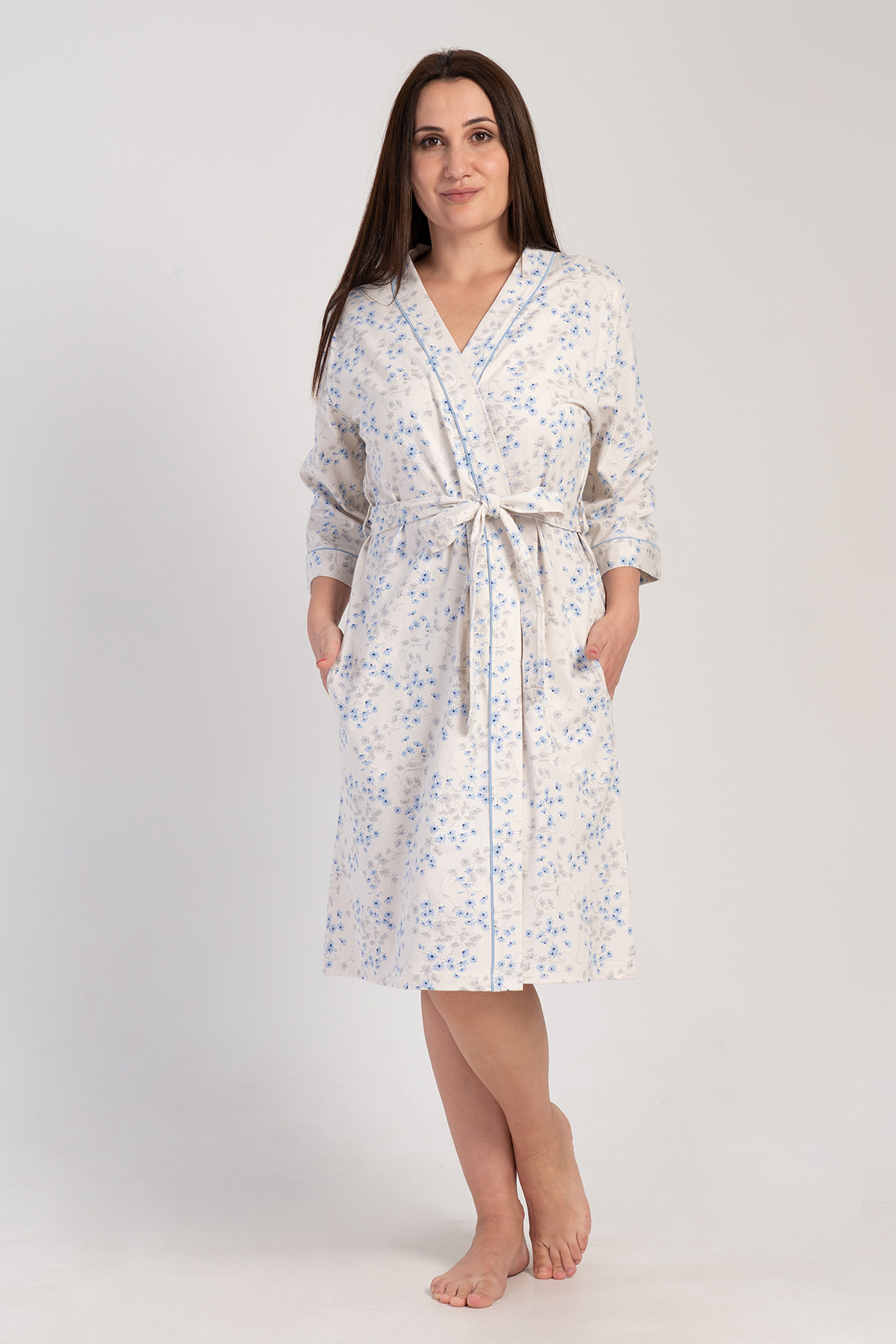 Woman Big Size Supreme Ecru Dressing Gown Woman Big Size Supreme Ecru Dressing Gown