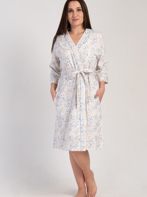 Woman Big Size Supreme Ecru Dressing Gown Woman Big Size Supreme Ecru Dressing Gown