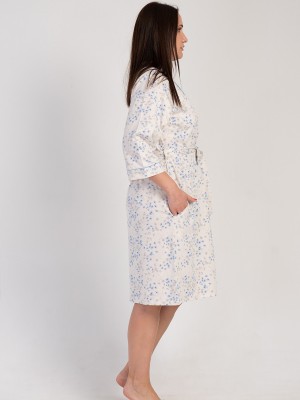 Woman Big Size Supreme Ecru Dressing Gown Woman Big Size Supreme Ecru Dressing Gown