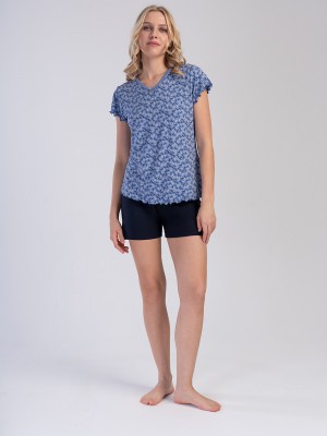 Woman Menna Viscon V Neck Short Set Woman Menna Viscon V Neck Short Set