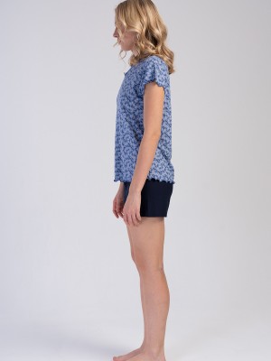 Woman Menna Viscon V Neck Short Set Woman Menna Viscon V Neck Short Set