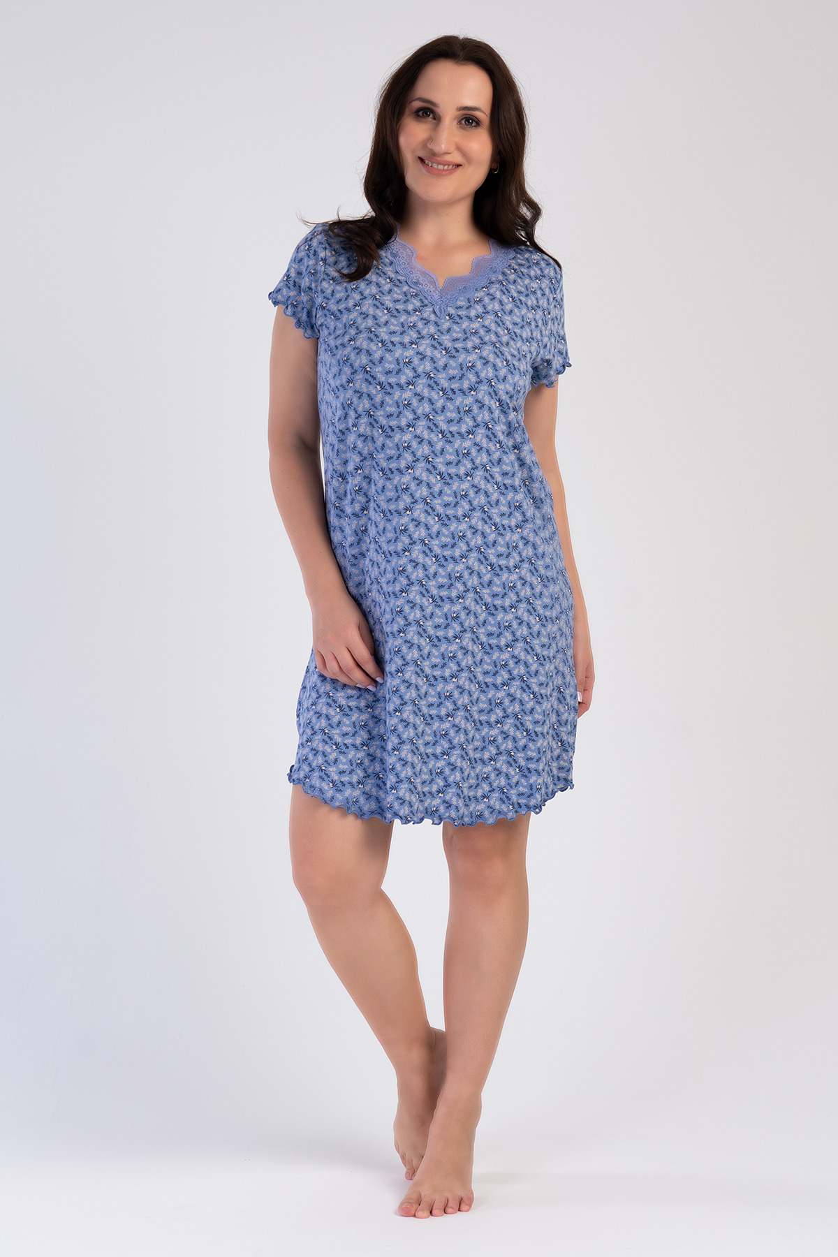 Woman Big Size Viscon Blue Tunic Woman Big Size Viscon Blue Tunic