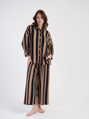 Woman Belmando Shirt Collar Line Pyjama Set Woman Belmando Shirt Collar Line Pyjama Set