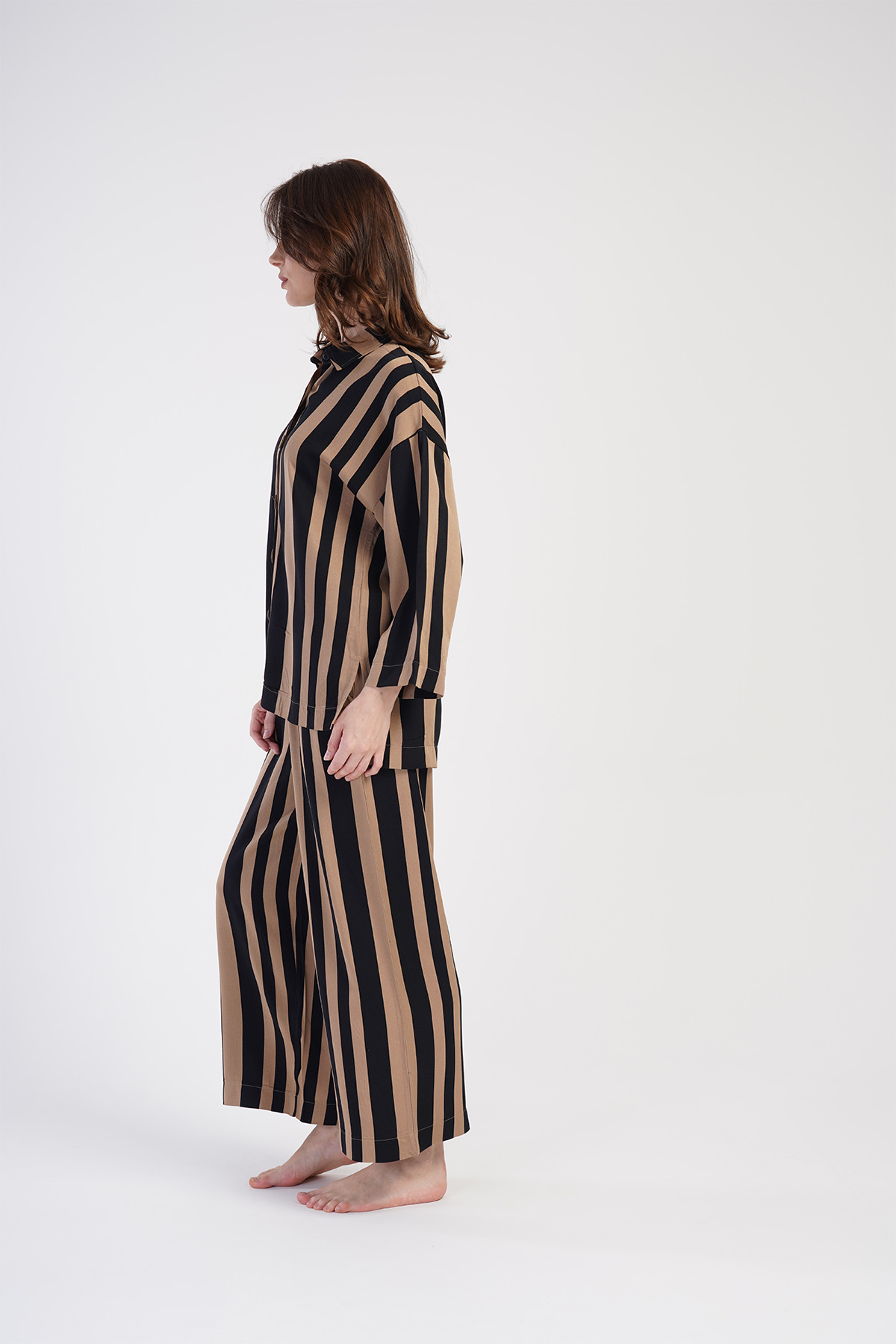 Woman Belmando Shirt Collar Line Pyjama Set Woman Belmando Shirt Collar Line Pyjama Set