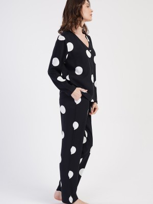 Woman Belmando Black Buttoned Pyjama Set Woman Belmando Black Buttoned Pyjama Set