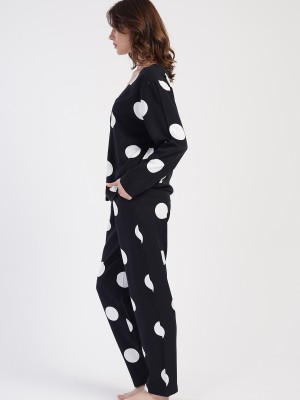 Woman Belmando Black Buttoned Pyjama Set Woman Belmando Black Buttoned Pyjama Set