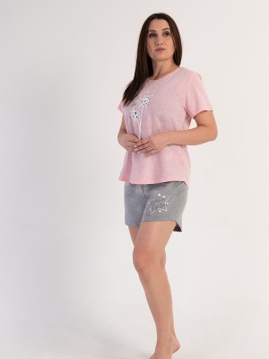 Woman Pink Star Big Size Short Set Woman Pink Star Big Size Short Set