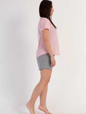 Woman Pink Star Big Size Short Set Woman Pink Star Big Size Short Set