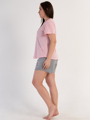 Woman Pink Star Big Size Short Set Woman Pink Star Big Size Short Set