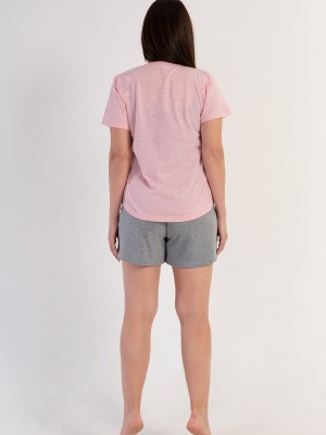 Woman Pink Star Big Size Short Set Woman Pink Star Big Size Short Set