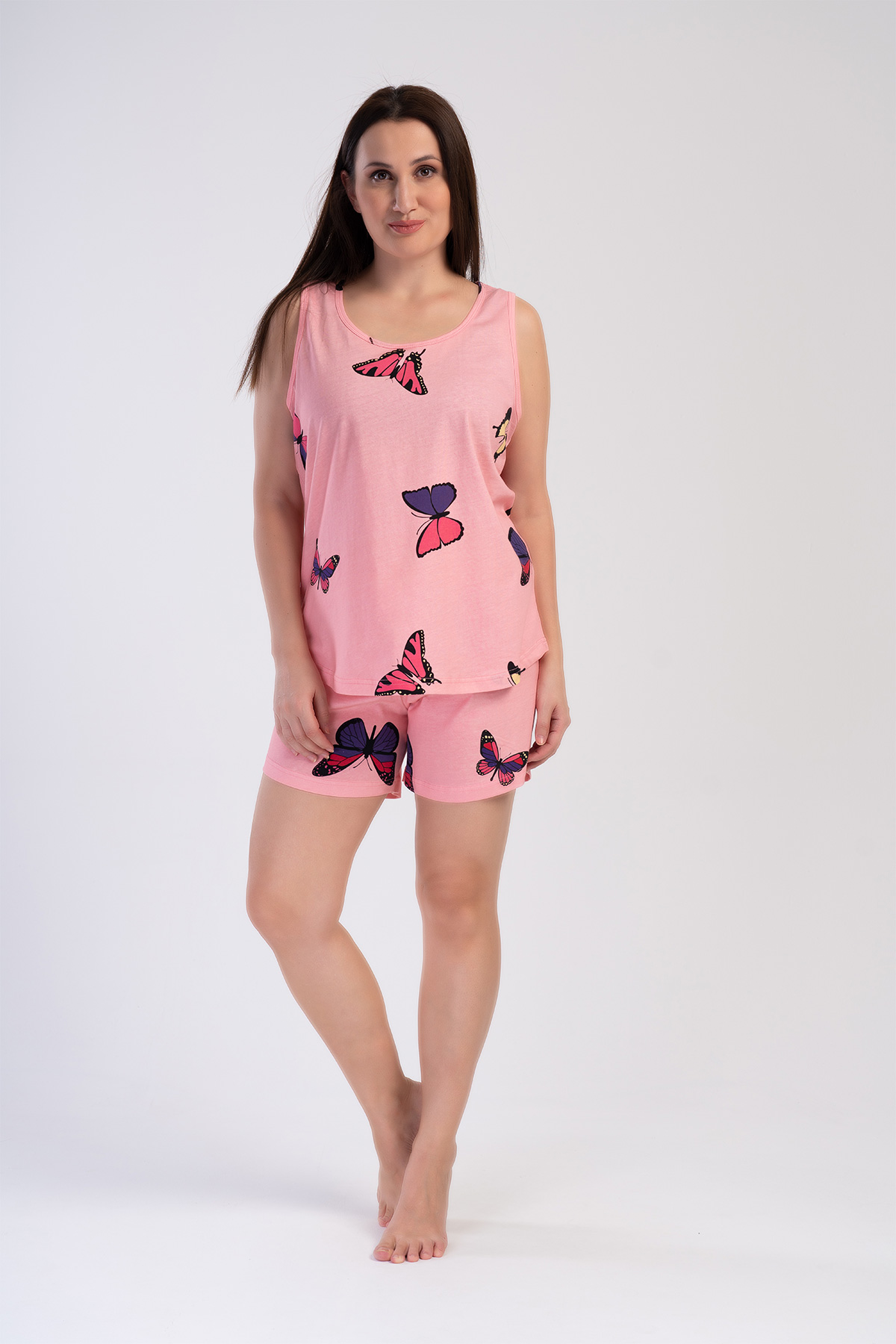 Woman Pink Butterfly Big Size Supreme Short Set Woman Pink Butterfly Big Size Supreme Short Set