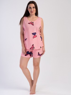 Woman Pink Butterfly Big Size Supreme Short Set Woman Pink Butterfly Big Size Supreme Short Set