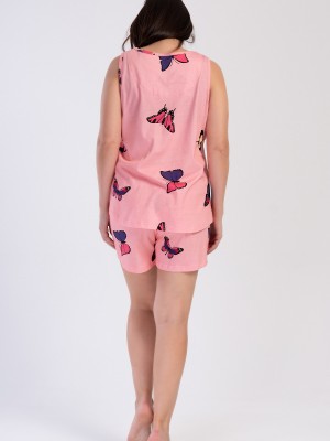 Woman Pink Butterfly Big Size Supreme Short Set Woman Pink Butterfly Big Size Supreme Short Set
