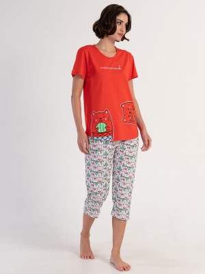 Woman Caty Supreme Short Sleeve Capri Set Woman Caty Supreme Short Sleeve Capri Set