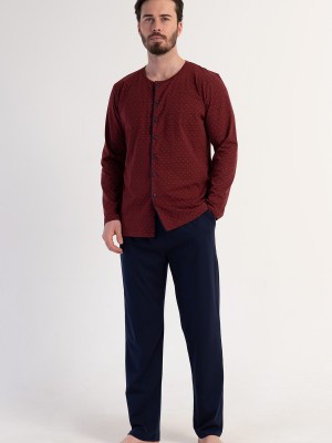 Man Supreme Bottoned Bordeaux Pyjama Set Man Supreme Bottoned Bordeaux Pyjama Set