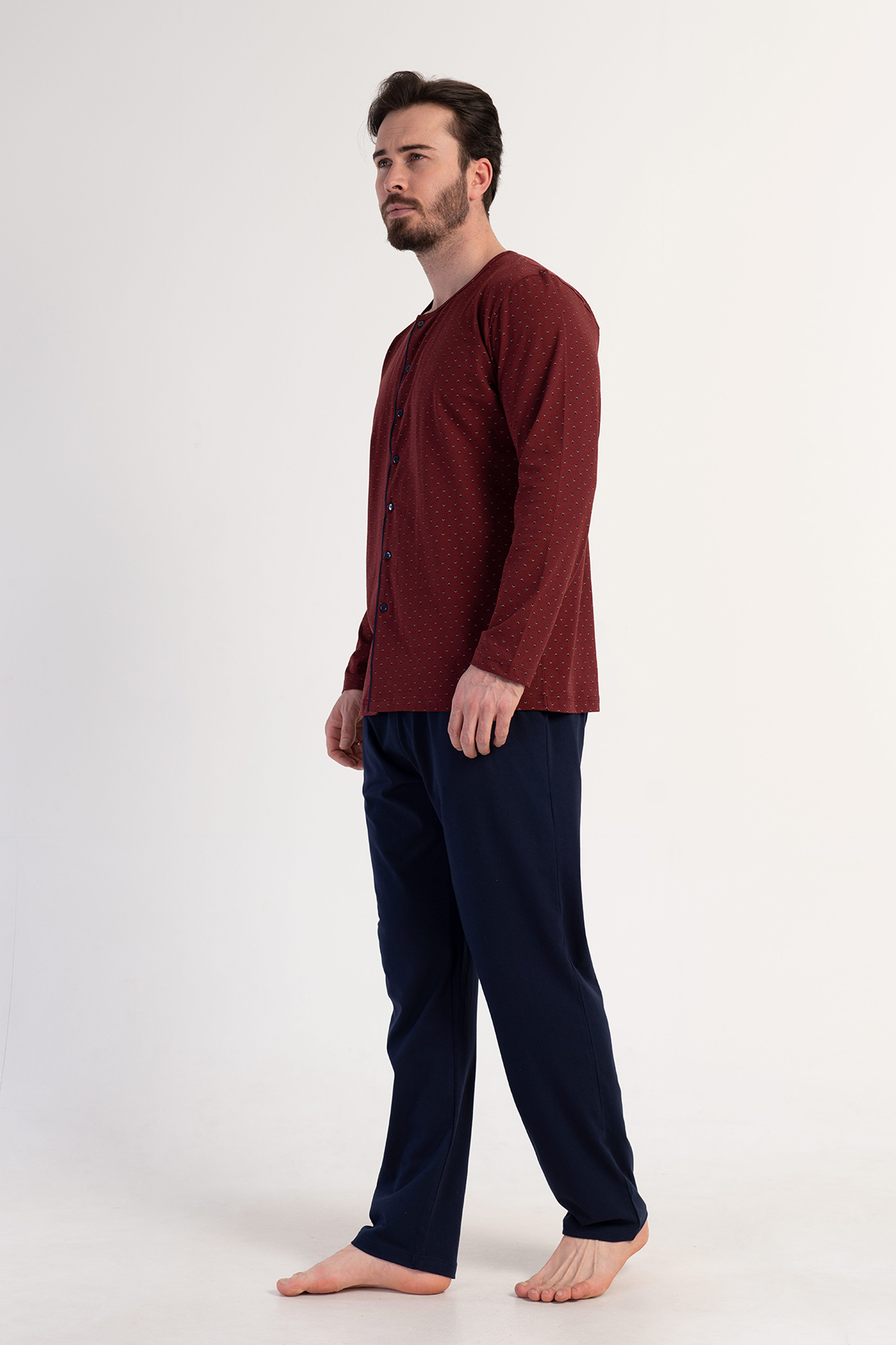 Man Supreme Bottoned Bordeaux Pyjama Set Man Supreme Bottoned Bordeaux Pyjama Set