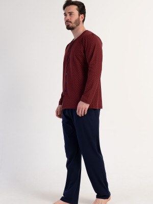 Man Supreme Bottoned Bordeaux Pyjama Set Man Supreme Bottoned Bordeaux Pyjama Set