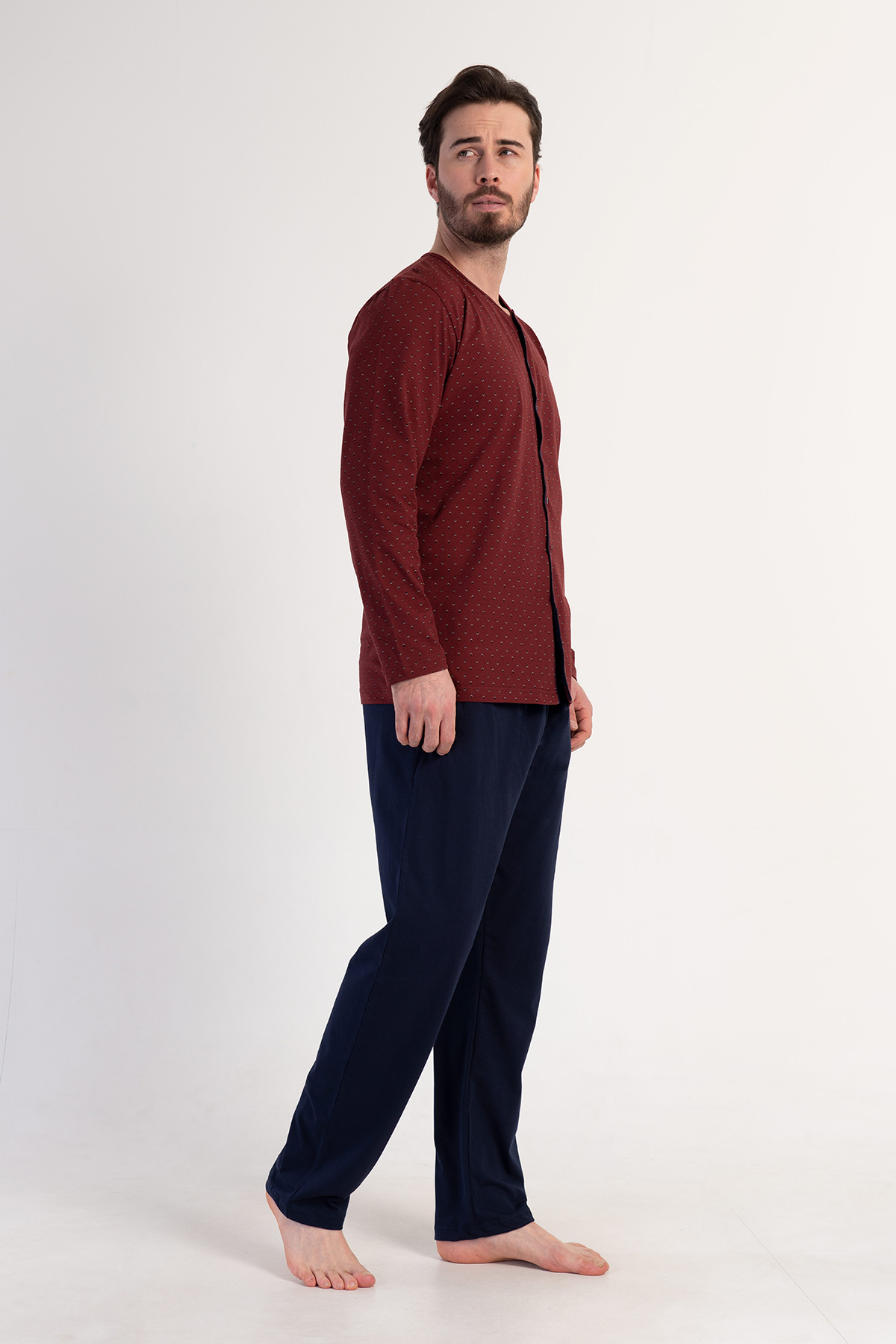 Man Supreme Bottoned Bordeaux Pyjama Set Man Supreme Bottoned Bordeaux Pyjama Set