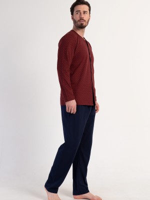 Man Supreme Bottoned Bordeaux Pyjama Set Man Supreme Bottoned Bordeaux Pyjama Set