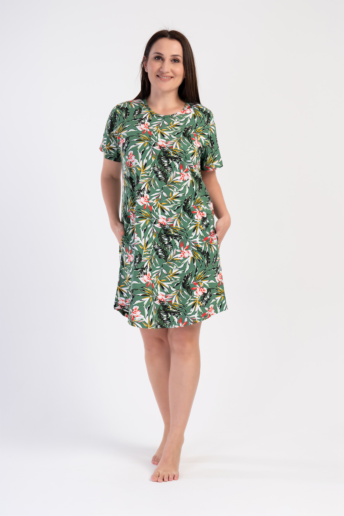 Woman Herbal Garden Big Size Pocket Detail Tunic Woman Herbal Garden Big Size Pocket Detail Tunic