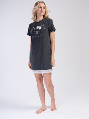Woman Anthracite Lace Detail Tunic Woman Anthracite Lace Detail Tunic
