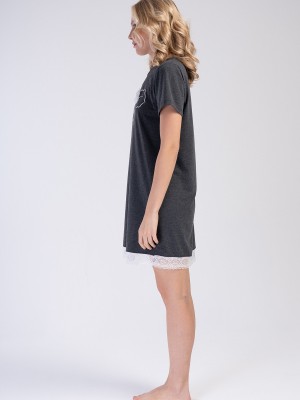 Woman Anthracite Lace Detail Tunic Woman Anthracite Lace Detail Tunic