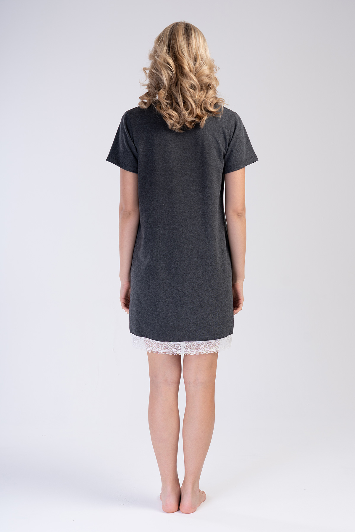 Woman Anthracite Lace Detail Tunic Woman Anthracite Lace Detail Tunic