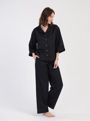 Woman Oxford Shirt Neck Pyjama Set Woman Oxford Shirt Neck Pyjama Set