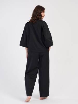 Woman Oxford Shirt Neck Pyjama Set Woman Oxford Shirt Neck Pyjama Set