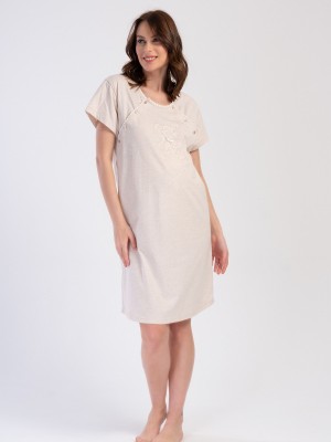 Woman Beige Supreme Buttoned Neck Tunic Dressing Gown Set Woman Beige Supreme Buttoned Neck Tunic Dressing Gown Set