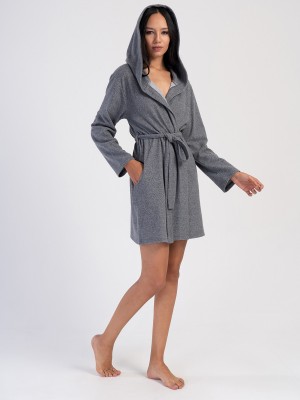 Woman Fume Jackquard Interlock Hoodie Dressing Gown Woman Fume Jackquard Interlock Hoodie Dressing Gown