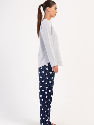 Woman Two Yarn Mesna O Neck Pyjama Set Woman Two Yarn Mesna O Neck Pyjama Set