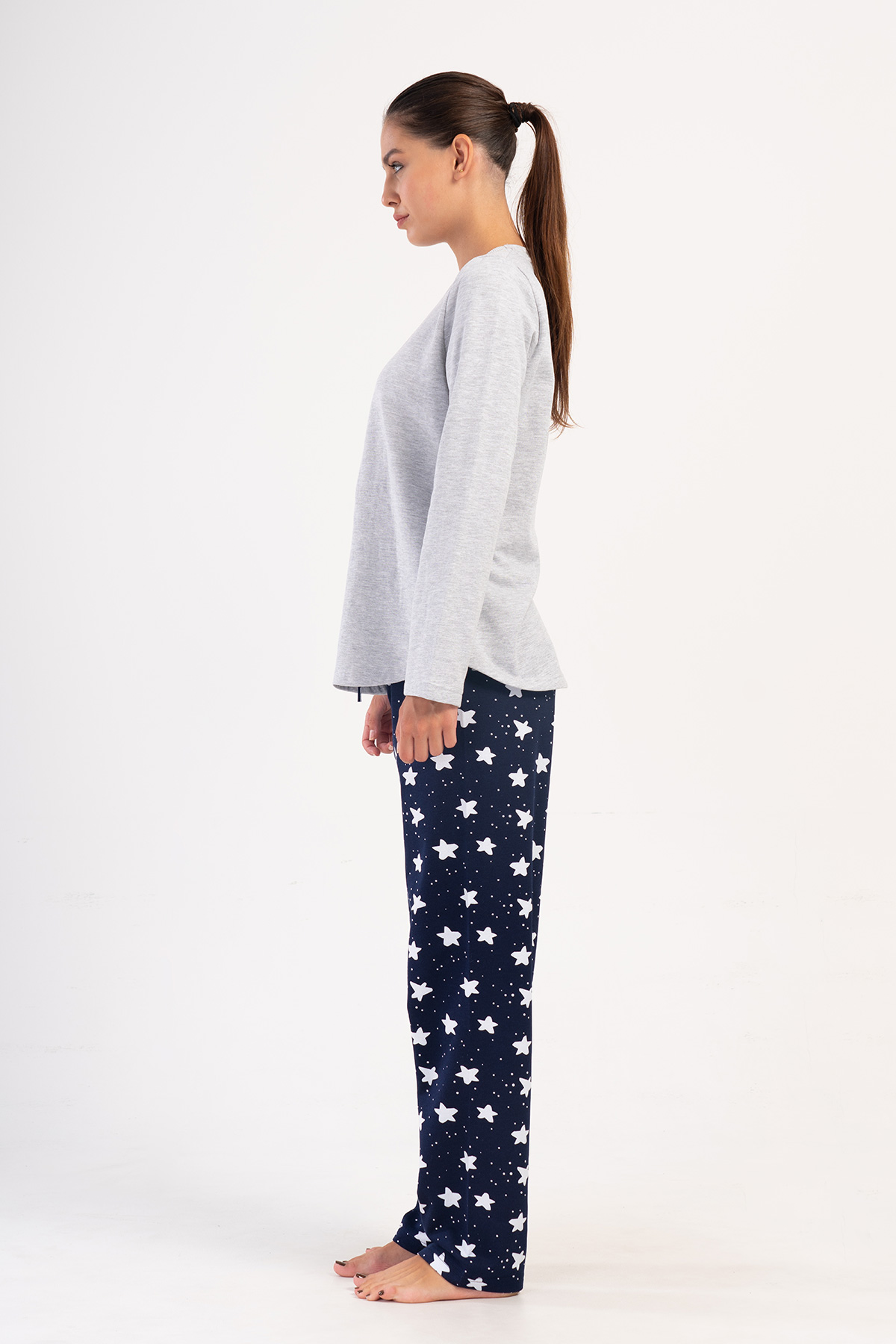 Woman Two Yarn Mesna O Neck Pyjama Set Woman Two Yarn Mesna O Neck Pyjama Set