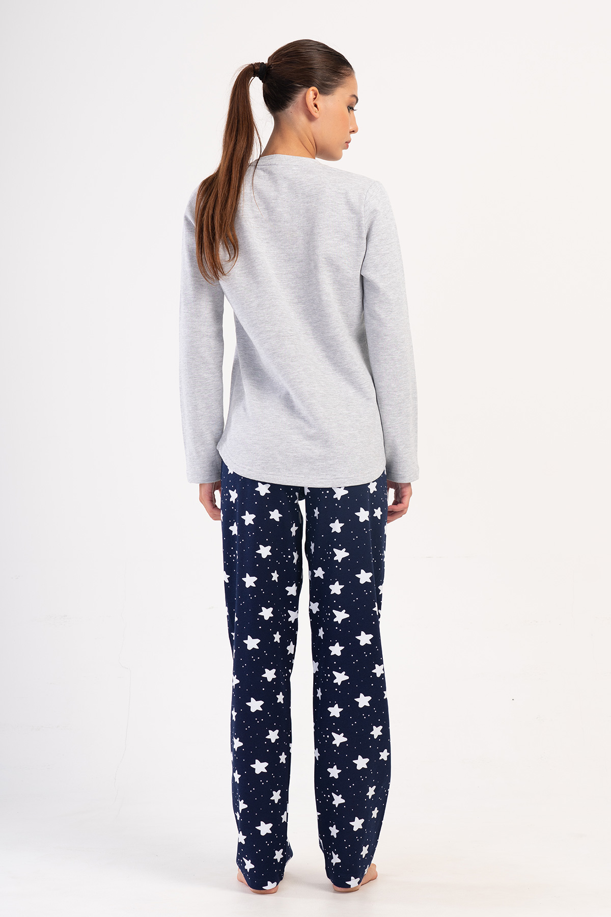 Woman Two Yarn Mesna O Neck Pyjama Set Woman Two Yarn Mesna O Neck Pyjama Set
