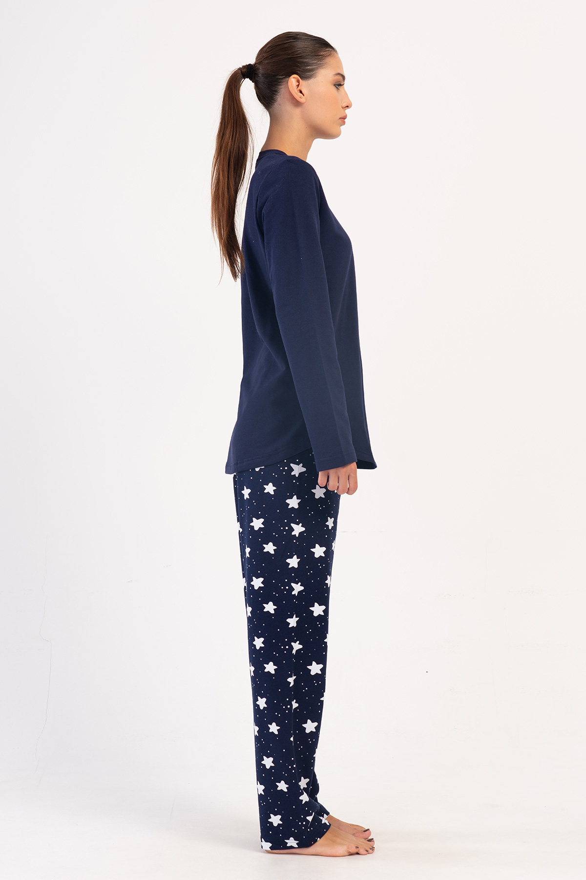 Woman Two Yarn Mesna O Neck Pyjama Set Woman Two Yarn Mesna O Neck Pyjama Set