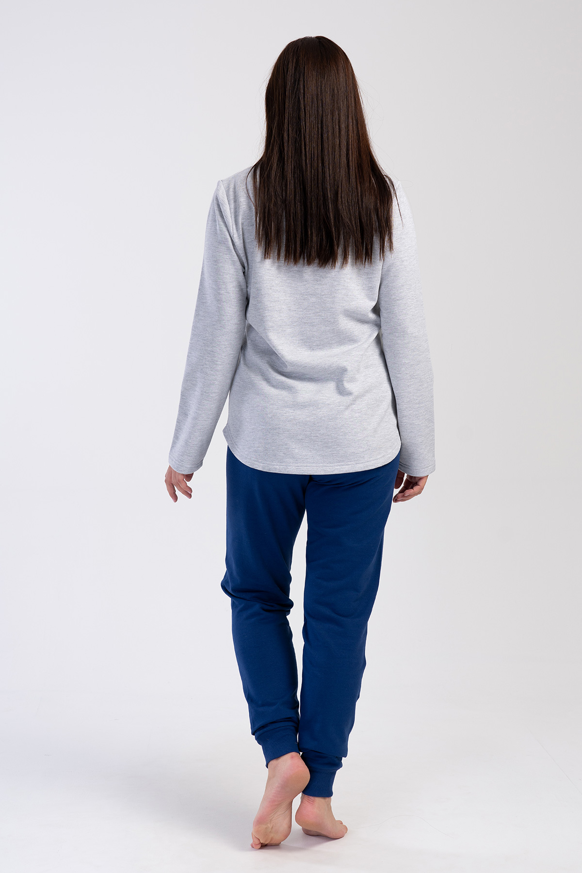 Woman Big Size Gray Two Yarn Pyjama Set Woman Big Size Gray Two Yarn Pyjama Set