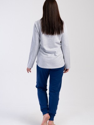 Woman Big Size Gray Two Yarn Pyjama Set Woman Big Size Gray Two Yarn Pyjama Set
