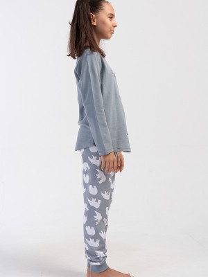 Kids' Girl Two Yarn Stone Long Sleeve Pyjama Set Kids' Girl Two Yarn Stone Long Sleeve Pyjama Set