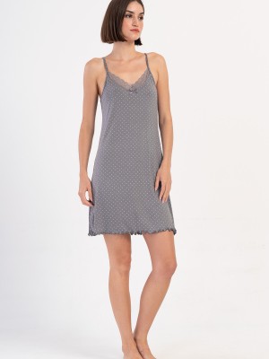 Woman Gray Viscon V Neck Lace Detail Tunic Woman Gray Viscon V Neck Lace Detail Tunic
