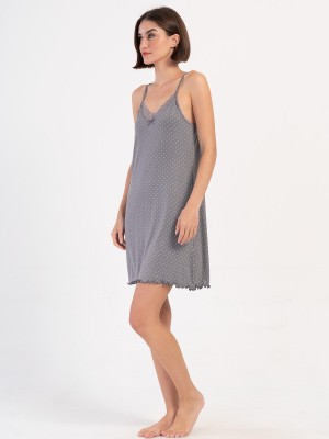 Woman Gray Viscon V Neck Lace Detail Tunic Woman Gray Viscon V Neck Lace Detail Tunic