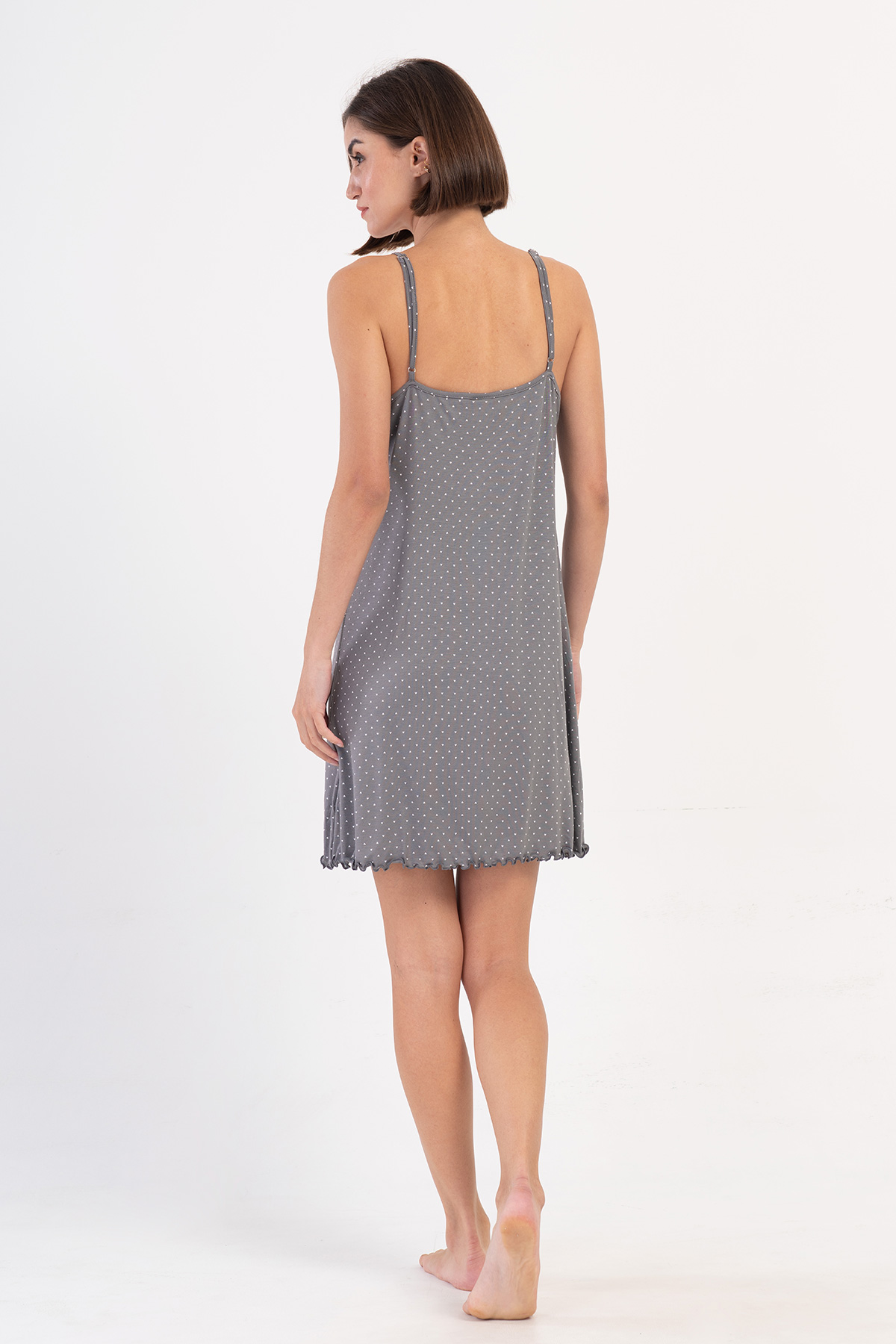 Woman Gray Viscon V Neck Lace Detail Tunic Woman Gray Viscon V Neck Lace Detail Tunic