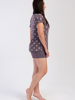 Woman Viscon Fume Big Size Short Sleeve O Neck Short Set Woman Viscon Fume Big Size Short Sleeve O Neck Short Set